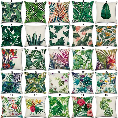 Tropical leaves floral linen - leaves,